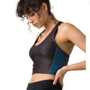 Prana Licidia Bra Top Womens XS Gray Blue Sports V Neck Padded Lined